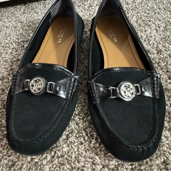 Coach Women's Black Loafers with Silver Accent Size 7 - Picture 3 of 15